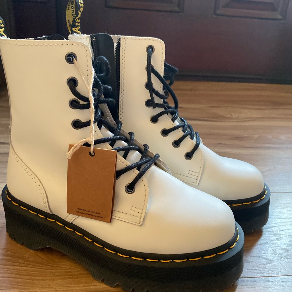 Dr. Martens White Leather Combat Boots